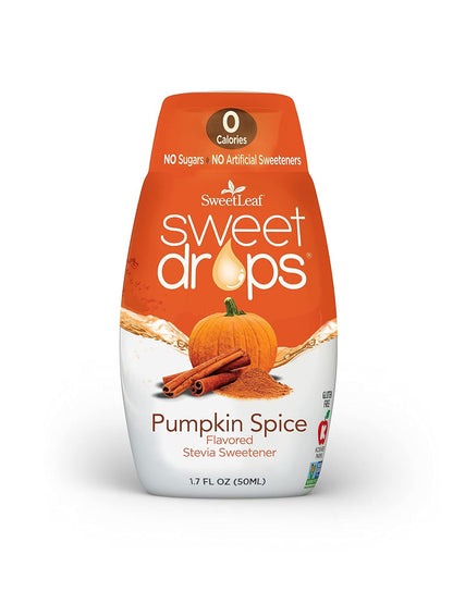 SweetLeaf Sweet Drops - Flavored Stevia Liquid Sweetener, Stevia Extract, Zero Calories, Gluten Free, Keto Friendly, Non GMO, Natural Flavor, Sugar Alternative - Pumpkin Spice, 1.7 Fl Oz (Pack of 1)