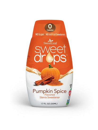 SweetLeaf Sweet Drops - Flavored Stevia Liquid Sweetener, Stevia Extract, Zero Calories, Gluten Free, Keto Friendly, Non GMO, Natural Flavor, Sugar Alternative - Pumpkin Spice, 1.7 Fl Oz (Pack of 1)