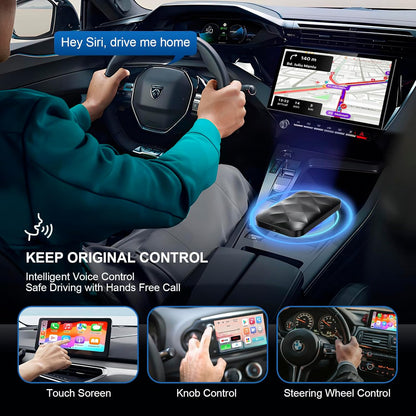 KE'VERSO Wireless CarPlay Adapter & Android Auto Wireless Adapter for iPhone,Magic carplay Ai Box Streaming Device for Cars with OEM Wired CarPlay, Magic Link CarPlay Support Netflix, YouTube, Hulu+