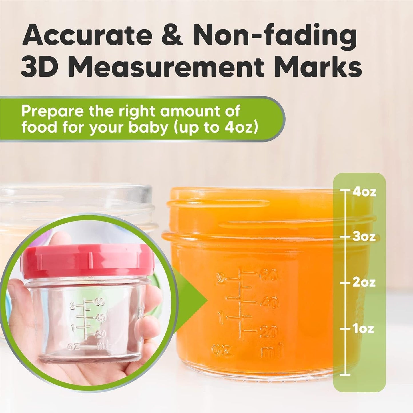 KeaBabies 12pk 4oz Glass Baby Food Containers - Leak-Proof, Microwavable Small Baby Glass Jars with Lids, Baby Food Storage Containers, Baby Snack Containers, BPA-Free Baby Food Jars (Nord)