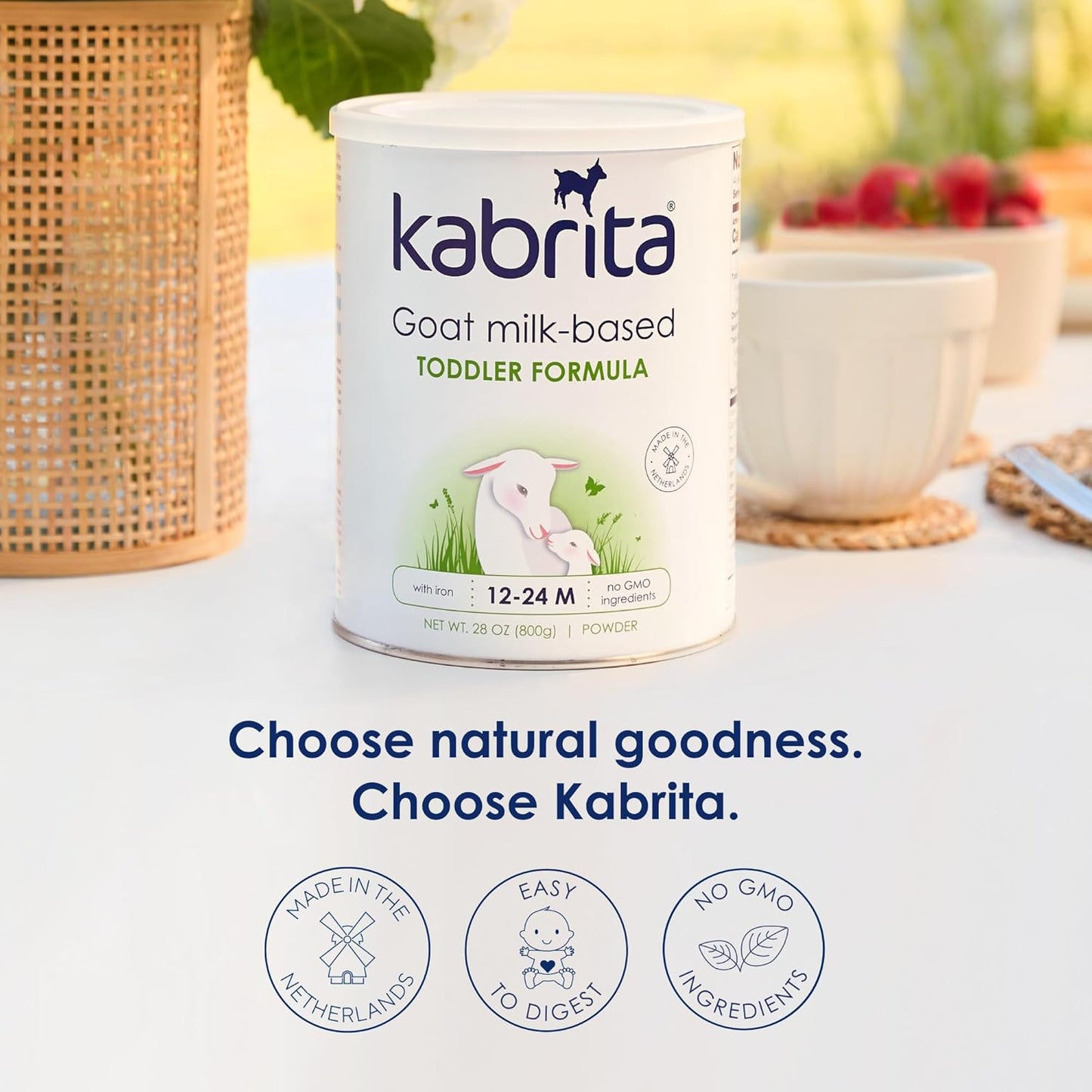 Kabrita Goat Milk Toddler Formula - Easy to Digest Baby Formula 12-24 Months - Contains Vitamin C, D, Iron, DHA, Non-GMO - Gentle on Sensitive Tummies - Formula Supporting Gut Health & Sleep - 28Oz.