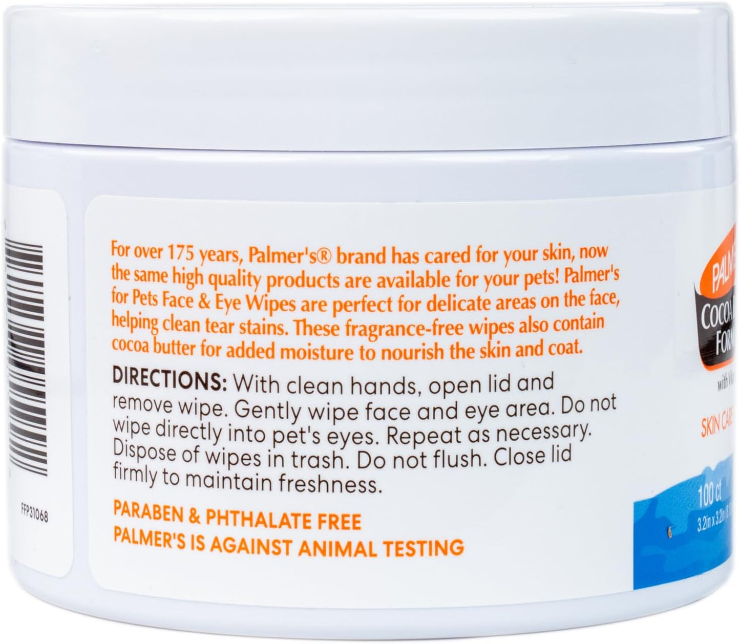 Palmer's for Pets Palmer's for Pets Facial Cleansing Pads with Cocoa Butter 100ct; Small Face Wipes for Dogs with Vitamin E and Cocoa Butter, Dog Eye Cleaning Wipes