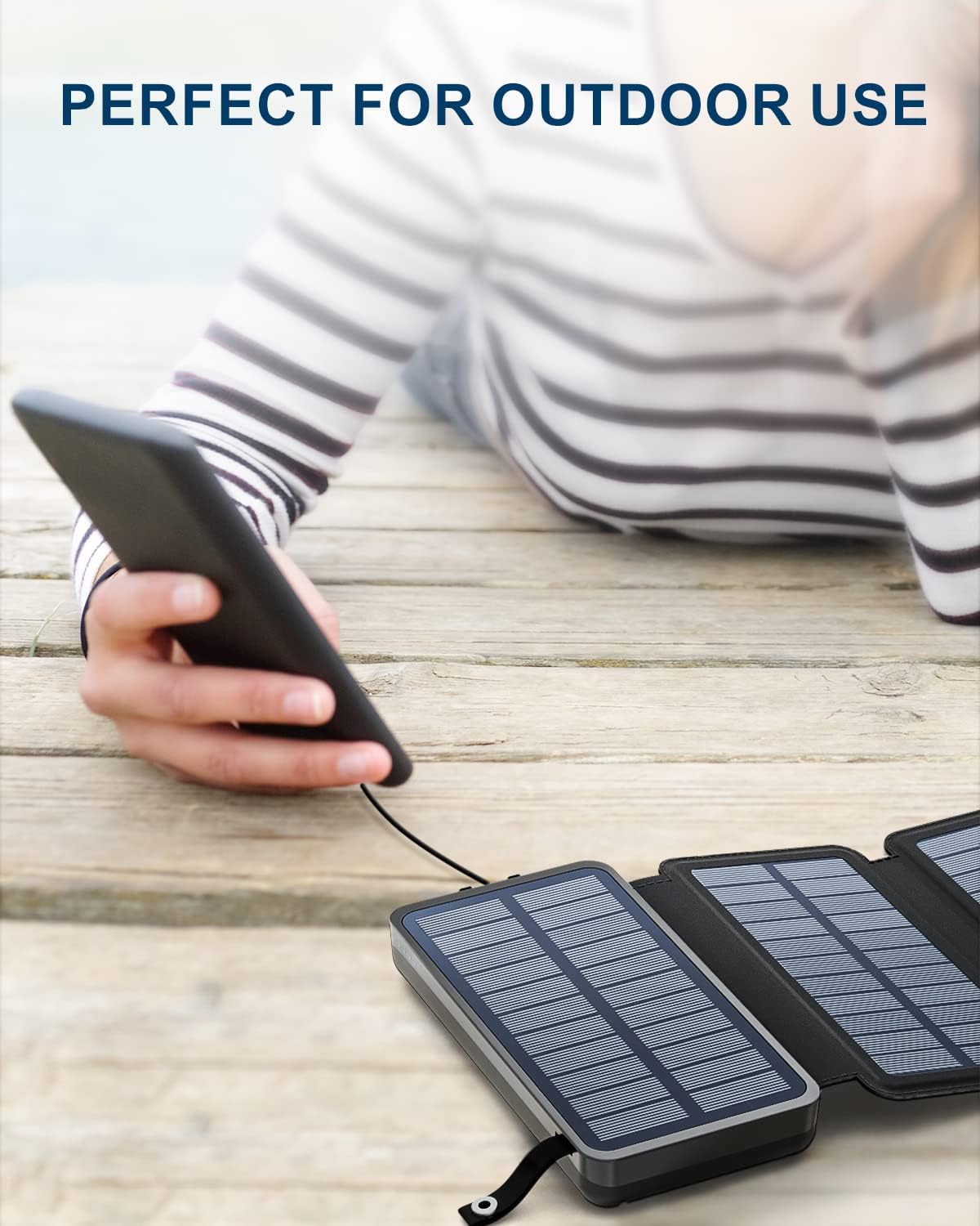 Hiluckey Solar Charger Power Bank 25000mAh USB C Fast Charging Portable Phone Charger with 4 Solar Panels & 3 USB Outputs for iPhone Tablet