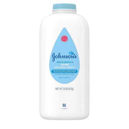 Johnson's Baby Powder, Pure Cornstarch, Aloe & Vitamin E, 22 Ounce (Pack of 3) - Packaging May Vary