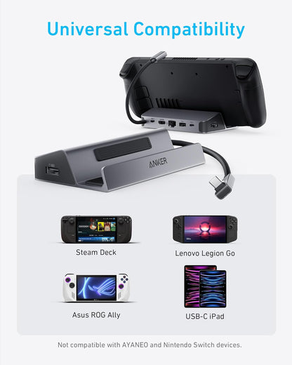 Anker Charging Station for Steam Deck/ROG Ally, 6-in-1 Charging Dock, USB C Hub with HDMI 4K@60Hz, 1Gbps Ethernet, 2 USB A Ports and 1 USB C Port, 100W Fast Charging, and Much More.