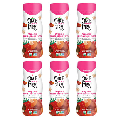 Once Upon a Farm Organic Baby Fruit & Veggie Puffs Strawberry, Sweet Potato & Coconut | 6 count