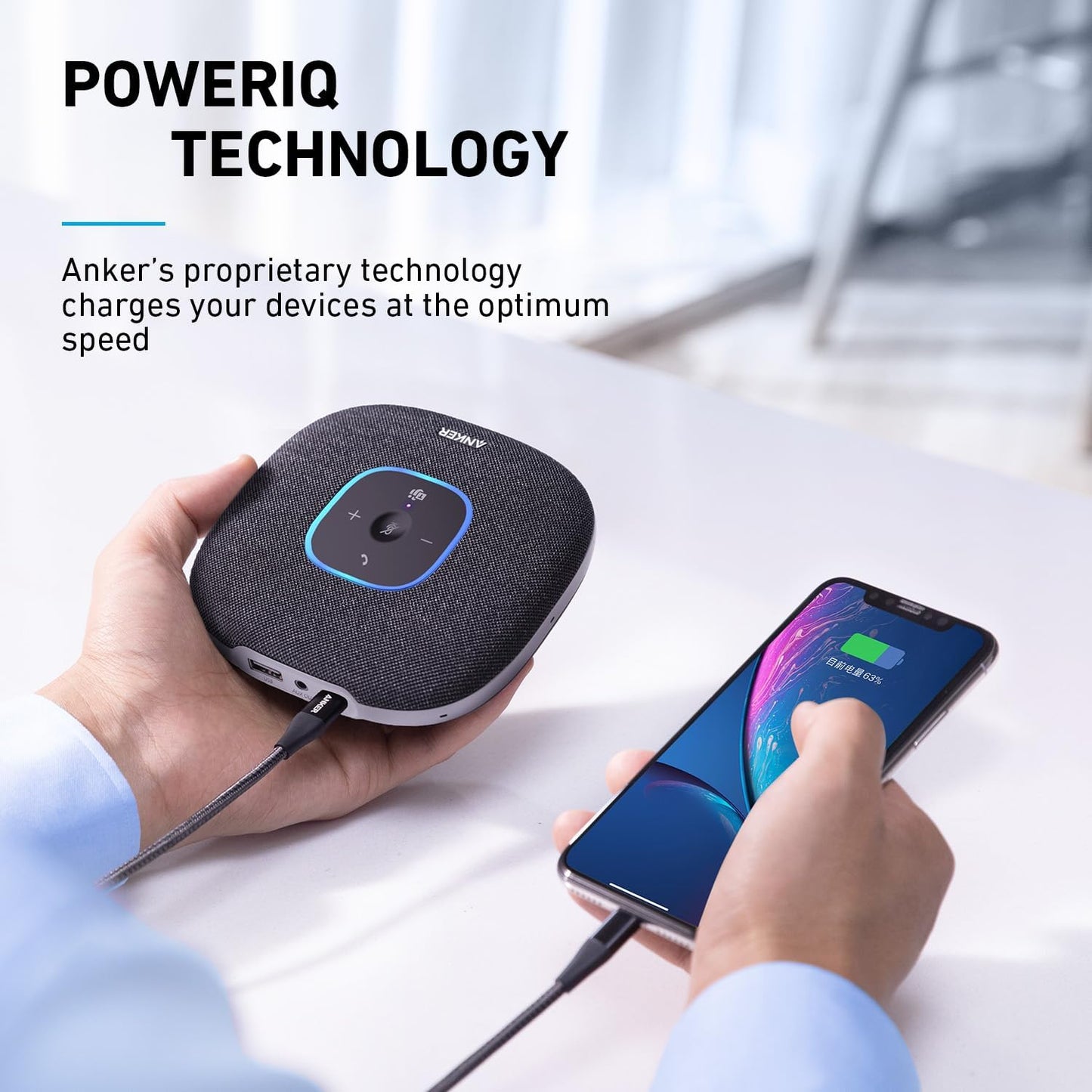 Anker PowerConf S3 MS Speakerphone with Microsoft Teams Certification, 6 Mics, Enhanced Voice Pickup, 24H Call Time, App Control, Bluetooth 5.3, USB C, Compatible with Leading Platforms, Home Office