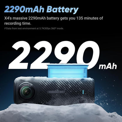 Insta360 X4 Standard Bundle - Waterproof 8K 360 Action Camera, 4K Wide-Angle Video, Invisible Selfie Stick Effect, Removable Lens Guards, 135 Min Battery Life, AI Editing, Stabilization
