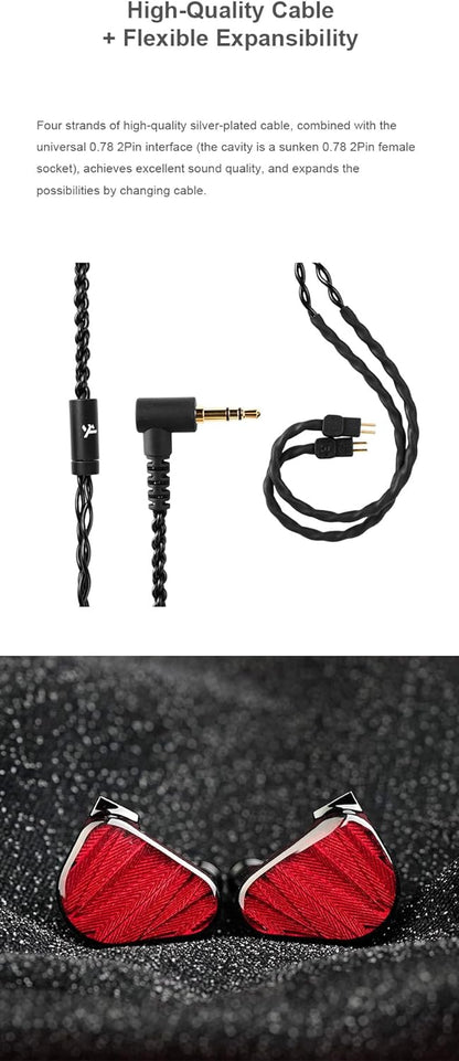 Fanmusic TRUTHEAR x Crinacle Zero:RED Dual Dynamic Drivers in Ear Headphone with 0.78 2Pin Cable
