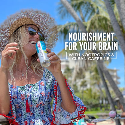 FOCUSAID Energy Blend, Brain Boosting Nootropics Drink, Alpha-GPC, GABA, B-Complex, Yerba Mate, Green Tea, 100% Clean, 100mg Natural Caffeine, 12-oz. can, 12 Pack