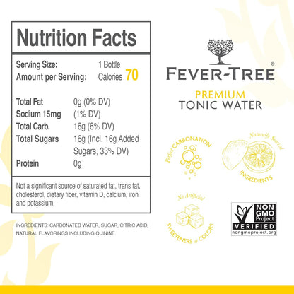 Fever Tree Indian Tonic Water - Premium Quality Mixer - Refreshing Beverage for Cocktails & Mocktails. Naturally Sourced Ingredients, No Artificial Sweeteners or Colors - 200 ML Bottles - Pack of 24