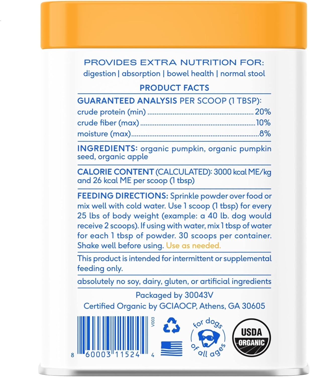 Native Pet Organic Pumpkin for Dogs (8 oz) - All-Natural, Organic Fiber for Dogs - Mix with Water to Create Delicious Pumpkin Puree - Prevent Waste with a Canned Pumpkin Alternative! (8 oz)