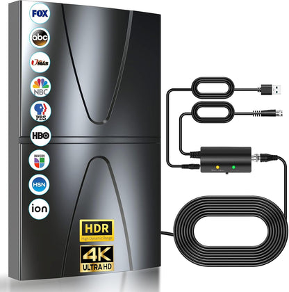 2024 Updated Amplified TV Antenna,1400 Miles Range Indoor/Outdoor Antenna for Smart TV and All Older TV's,Digital TV Antenna with Thick Coaxial Cable and Amplifier