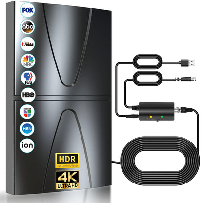 2024 Updated Amplified TV Antenna,1400 Miles Range Indoor/Outdoor Antenna for Smart TV and All Older TV's,Digital TV Antenna with Thick Coaxial Cable and Amplifier