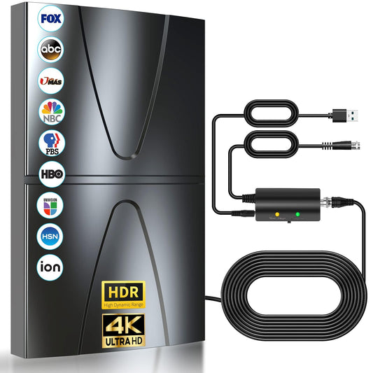 2024 Updated Amplified TV Antenna,1400 Miles Range Indoor/Outdoor Antenna for Smart TV and All Older TV's,Digital TV Antenna with Thick Coaxial Cable and Amplifier
