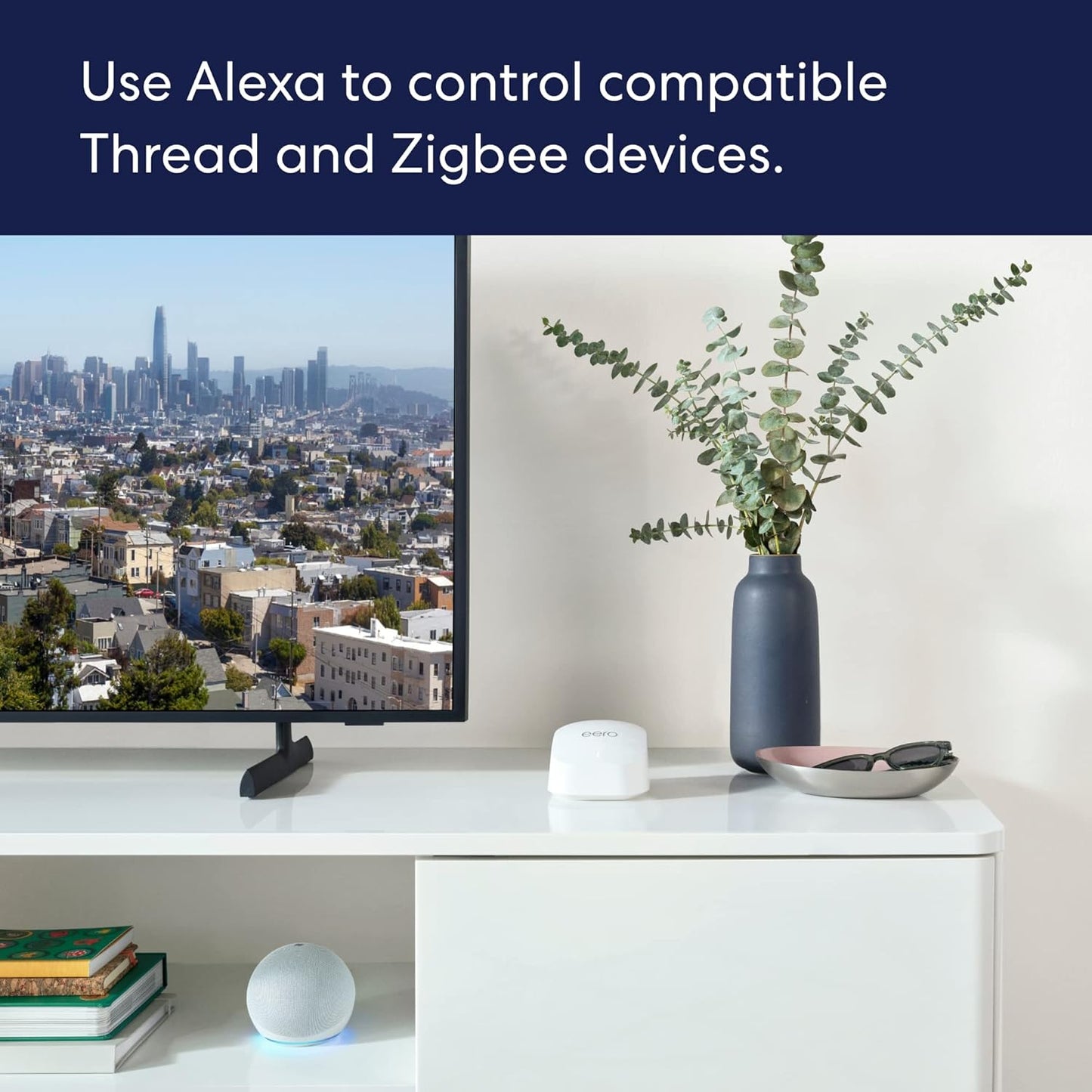 Amazon eero 6+ mesh wifi router (newest model) - Say goodbye to wifi dead spots, Coverage up to 4,500 sq. ft., Connect 75+ devices, 3-pack