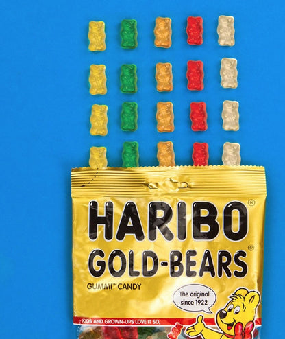 HARIBO Gummi Candy, Original Goldbears Gummy Bears, 3 Pound Party Size Bag, Delicious Soft & Chewy Sweet Snacks, Assorted Fruity Flavors