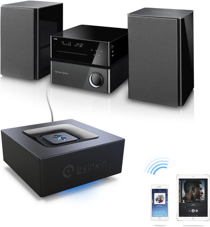 esinkin Bluetooth Audio Adapter for Music Streaming Sound System, Wireless Audio Adapter Works with Smartphones and Tablets, Wireless Adapter for Speakers
