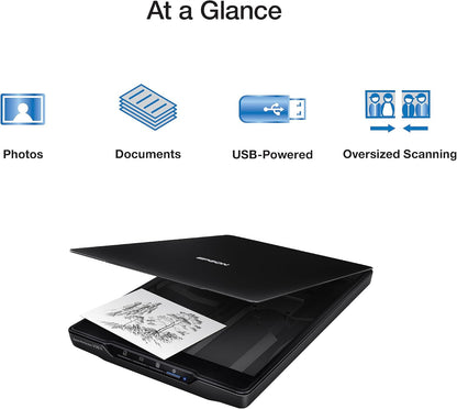 Epson - Perfection V39 II - Color Photo and Document Flatbed Scanner - 4800 dpi Optical Resolution - High-Rise, Removable Lid - Scan to Cloud - USB Power - Image Scanning - Black
