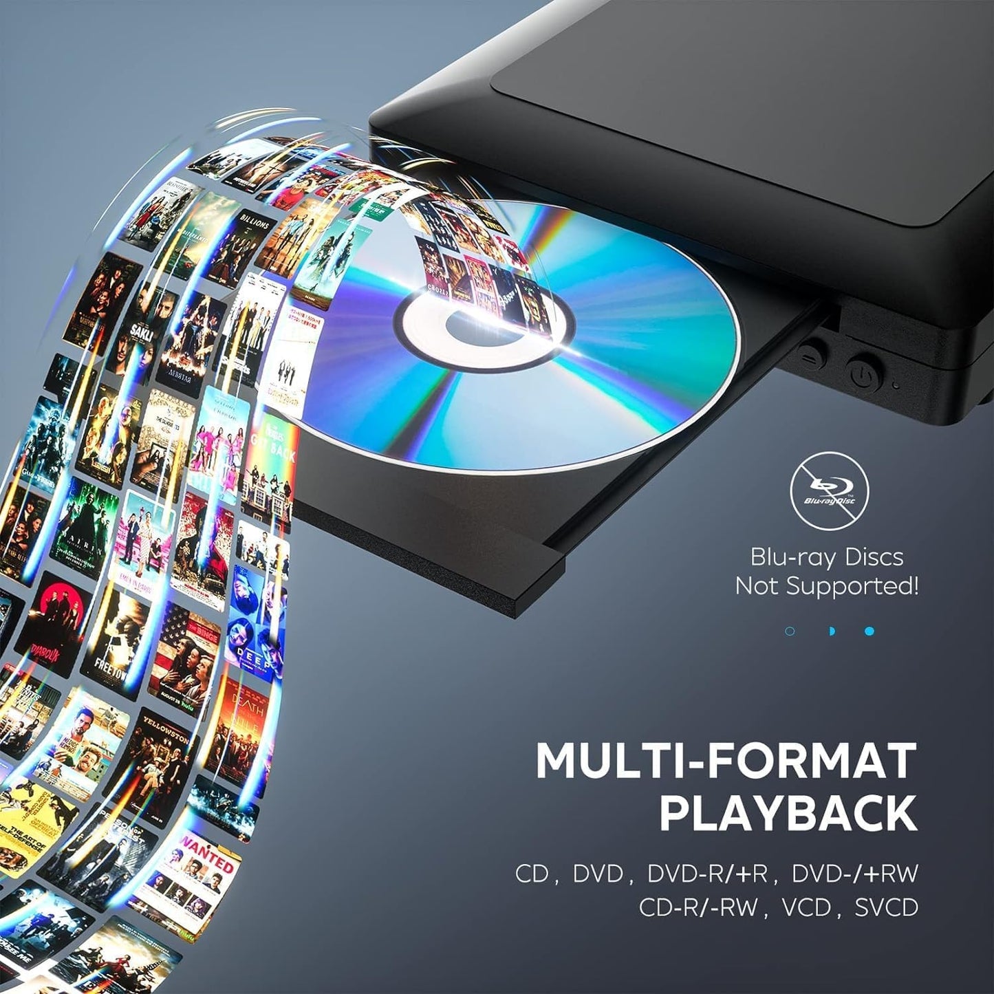 Ceihoit Mini HD DVD Player, CD Players for Home, DVD Players for TV, HDMI and RCA Cable Included, Up-Convert to HD 1080p, All Region, Breakpoint Memory, Built-in PAL/NTSC, USB 2.0