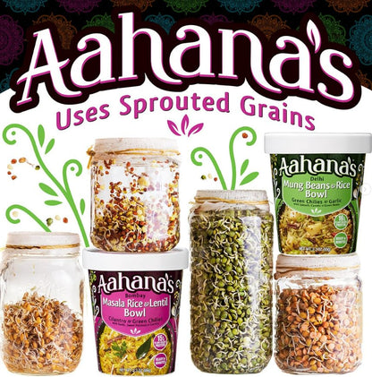 Aahana's Lentil & Rice Protein Bowl (Kitchari) Prepared Meals- Ready to Eat Meals, Vegan, Gluten-Free, Plant-Based Food- High Protein, Just Add Water Meals - Indian Food- 4 Pack