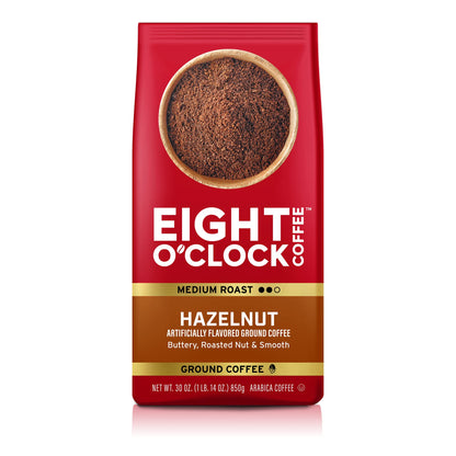 Eight O'Clock Coffee Hazelnut, 30 Ounce (Pack of 1), Medium Roast, Ground Coffee, Buttery, Smooth & Nutty, 100% Arabica