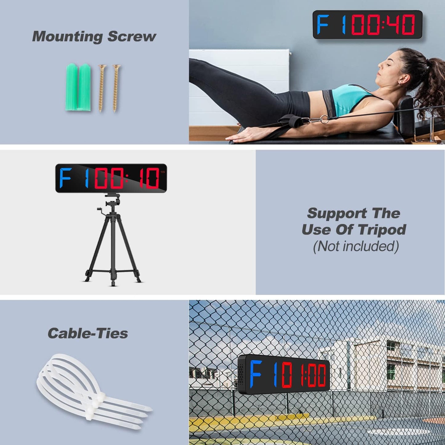 Gym Timer 15"Large LED Display Wall Clock | Gym Interval Workout | Count Down & Up | Stopwatch | Adjustable Buzzer Volume | Upgraded Remote | Digital Timer for Fitness Home Garage Boxing Outdoor Sport