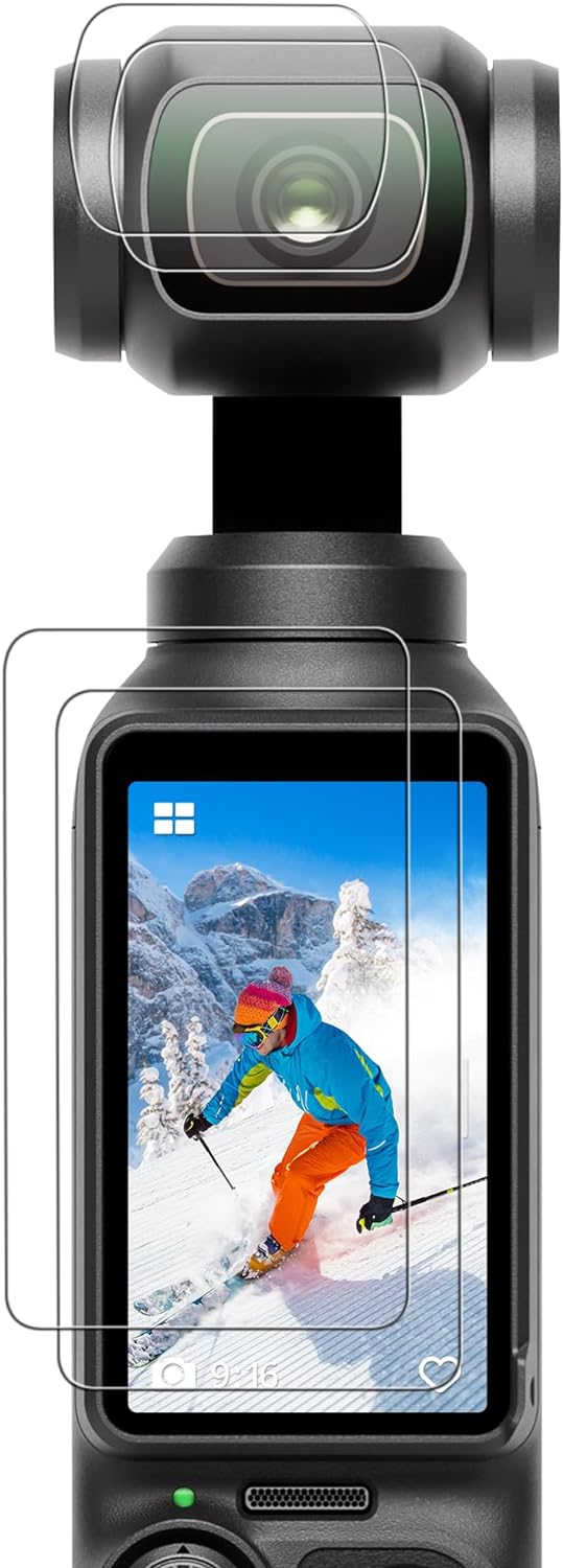 CYNOVA DJI Osmo Pocket 3 Screen Protector, Osmo Pocket 3 Lens Protector for DJI Osmo Pocket 3 Accessories with Tempered Glass LCD Display Film, Ultra HD, 9H Hardness, Scratch Resistant