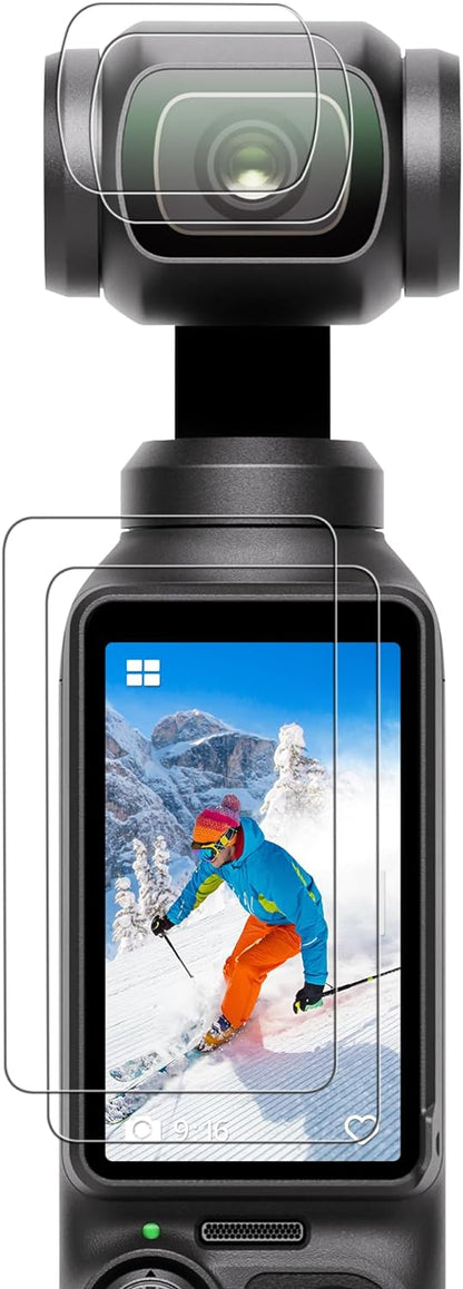 CYNOVA DJI Osmo Pocket 3 Screen Protector, Osmo Pocket 3 Lens Protector for DJI Osmo Pocket 3 Accessories with Tempered Glass LCD Display Film, Ultra HD, 9H Hardness, Scratch Resistant