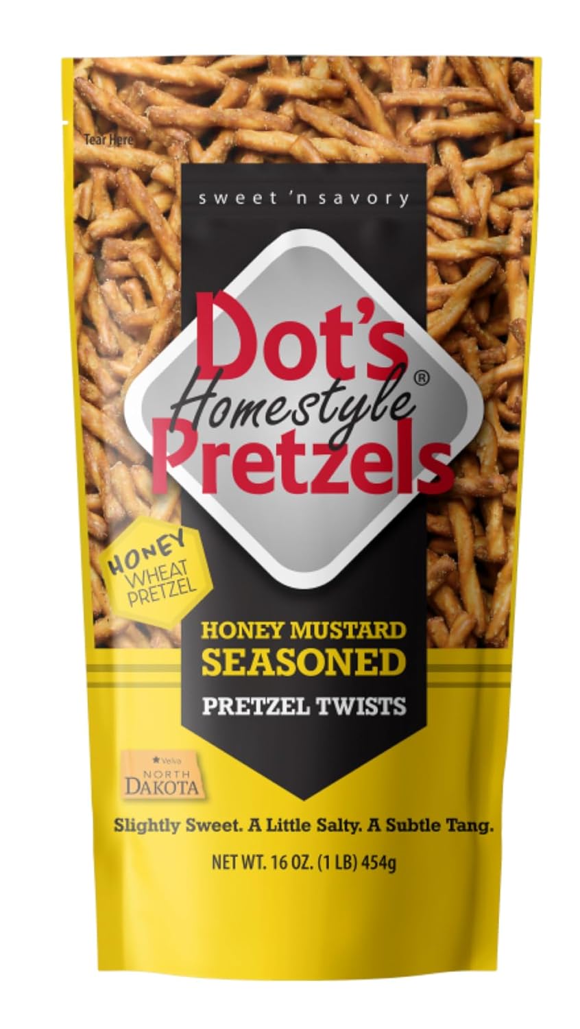 Dot's Pretzels Honey Mustard Seasoned Pretzel Twists, Healthy Kids Snacks, 16oz Grocery Sized Bag