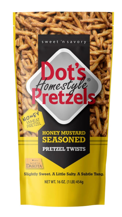 Dot's Pretzels Honey Mustard Seasoned Pretzel Twists, Healthy Kids Snacks, 16oz Grocery Sized Bag