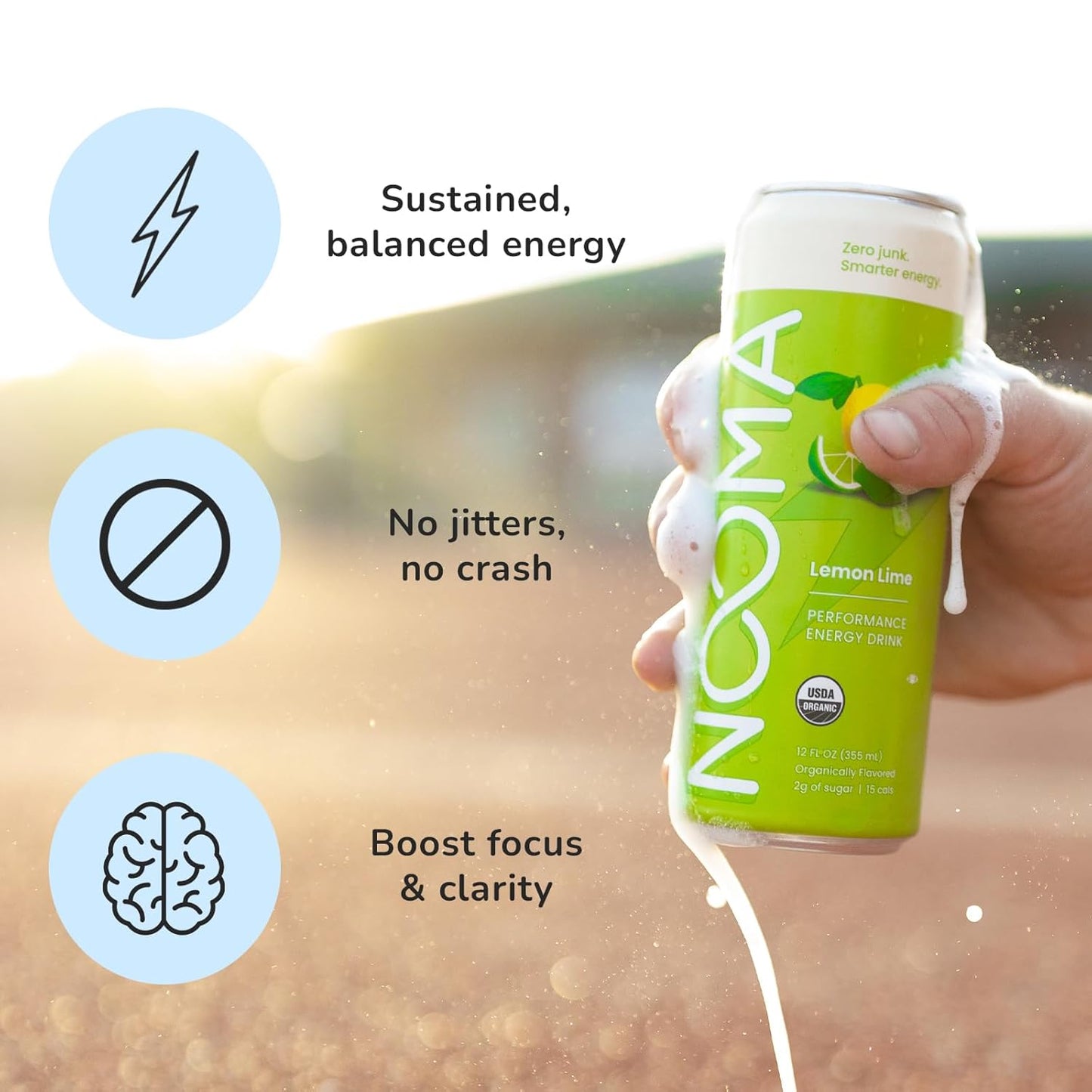 NOOMA - Performance Energy Drink - Pre Workout Drink - Nootropics, Adaptogens + Electrolytes - Organic & 0 Added Sugars - 120mg Clean Caffeine, 15 Calories & 2g Sugar - Variety Pack -12 Pack -12oz ea.