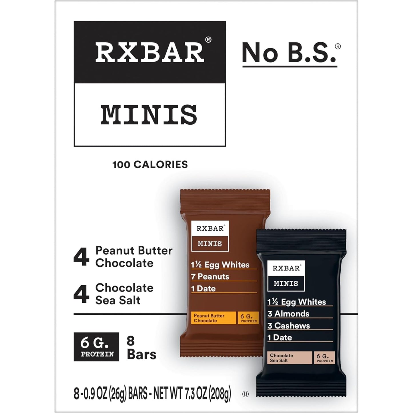 RXBAR Minis Protein Bar, Variety Pack, 2 Flavors, 7.36oz Box (8 Count)