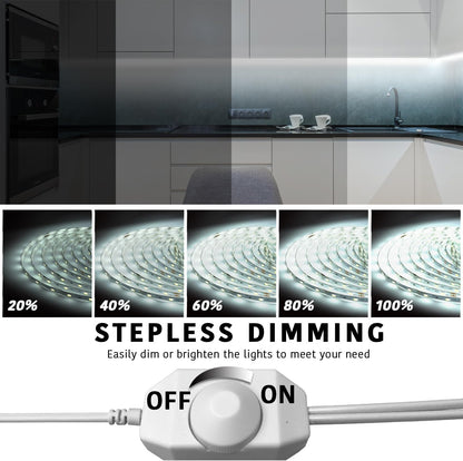 dalattin White LED Strip Lights, 20ft Dimmable Super Bright 24V Led Tape Light 6500K 360 LEDs Lights for Bedrooms, Mirror, Kitchen, Home Decoration Daylight White
