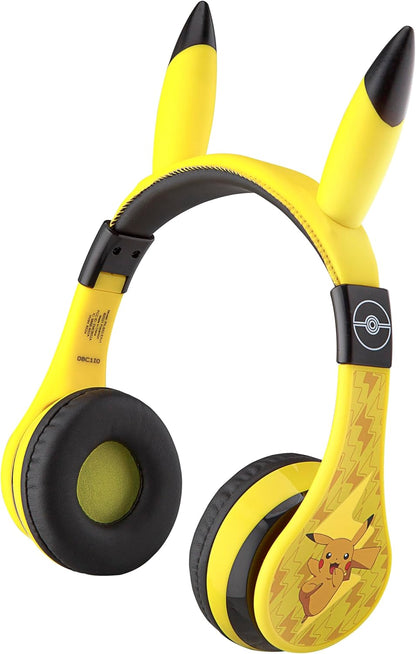 eKids Pokemon Kids Bluetooth Headphones, Wireless Headphones with Microphone Includes Aux Cord, Volume Reduced Kids Foldable Headphones for School, Home, or Travel,Yellow