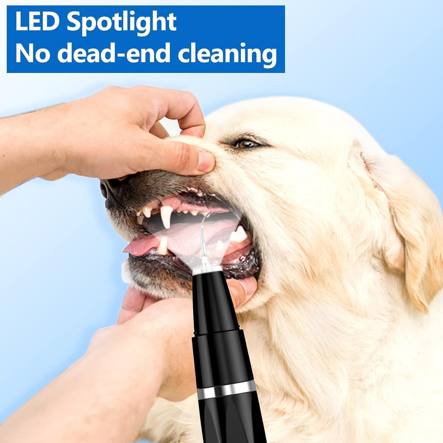 Plaque Remover for Teeth - Pet Ultrasonic Cleaner - Teeth Cleaning Kit for Tartar and Stains - Suitable for Dogs and Cats (Black)