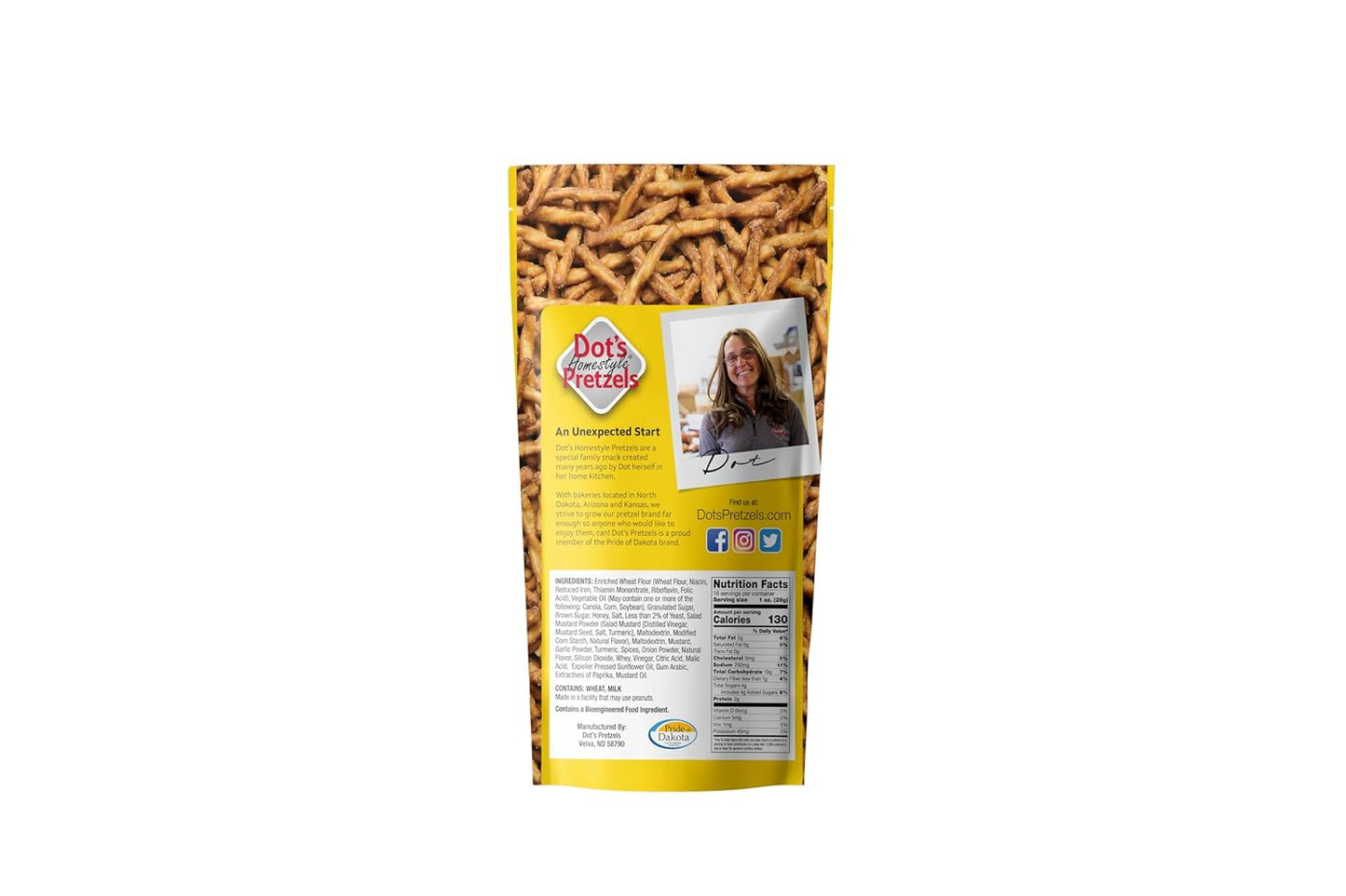 Dot's Pretzels Honey Mustard Seasoned Pretzel Twists, Healthy Kids Snacks, 16oz Grocery Sized Bag