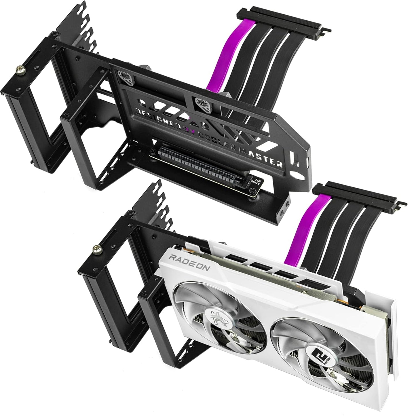 Cooler Master MasterAccessory Vertical GPU Card Holder Kit V3 Black, Premium Riser Cable PCI-E 4.0 x16-165mm, PCIe 3.0 Compatible, Adjustable Length for E-ATX|ATX|Micro ATX Case (MCA-U000R-KFVK03)