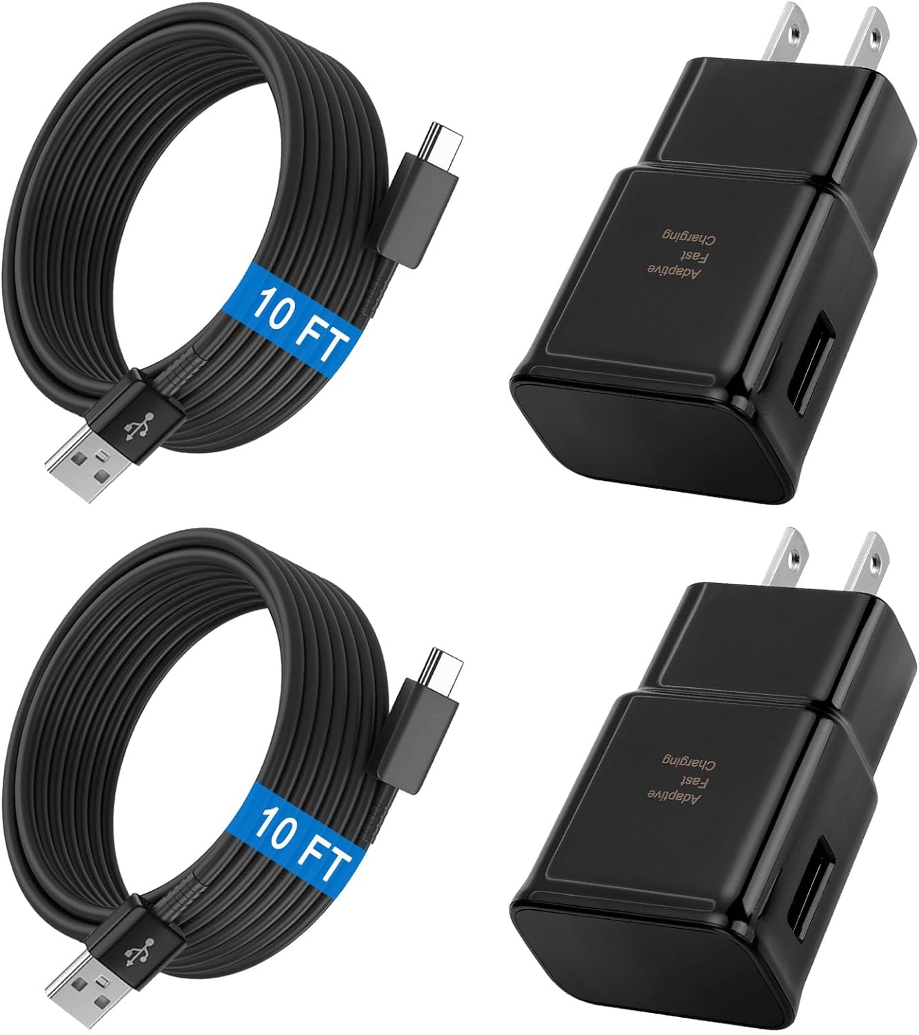 Android Phone Charger Type C with 10 FT C Cable Fast Charging for Samsung Galaxy S10/S10e/S10+/S9+/S8+/S23/S22/S21 Ultra/S20/Note 20/Note 10/Note 9/Z Flip 3/A03s/A02s, 2Pack