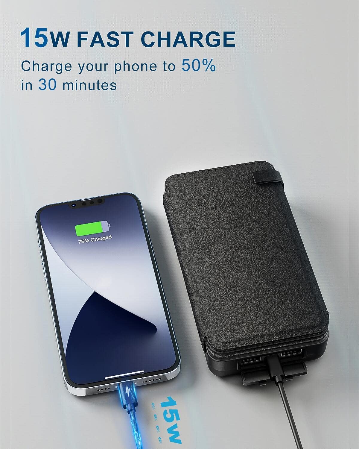 Hiluckey Solar Charger Power Bank 25000mAh USB C Fast Charging Portable Phone Charger with 4 Solar Panels & 3 USB Outputs for iPhone Tablet