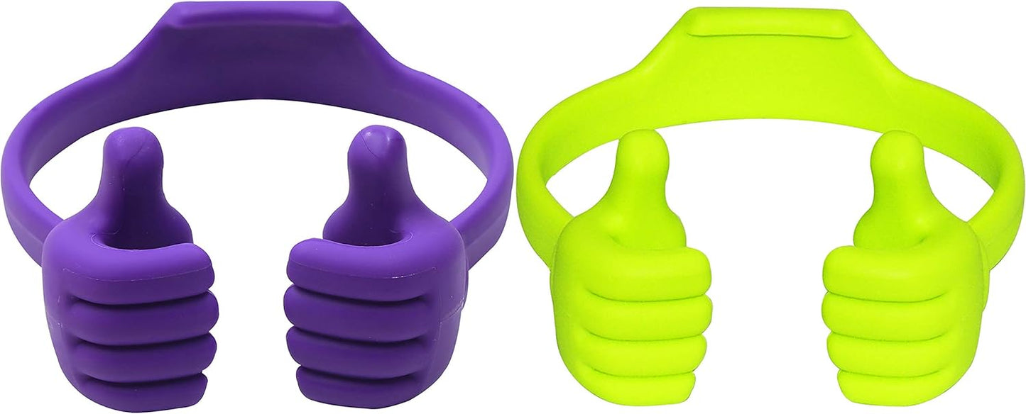 Honsky Thumbs-up Phone Stand for Tablets, Thumbs Up Lazy Phone Stand，E-Readers and Smart Phones,Stocking Stuffers for Teens- 2 Pack - Green, Purple