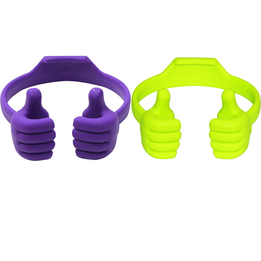 Honsky Thumbs-up Phone Stand for Tablets, Thumbs Up Lazy Phone Stand，E-Readers and Smart Phones,Stocking Stuffers for Teens- 2 Pack - Green, Purple