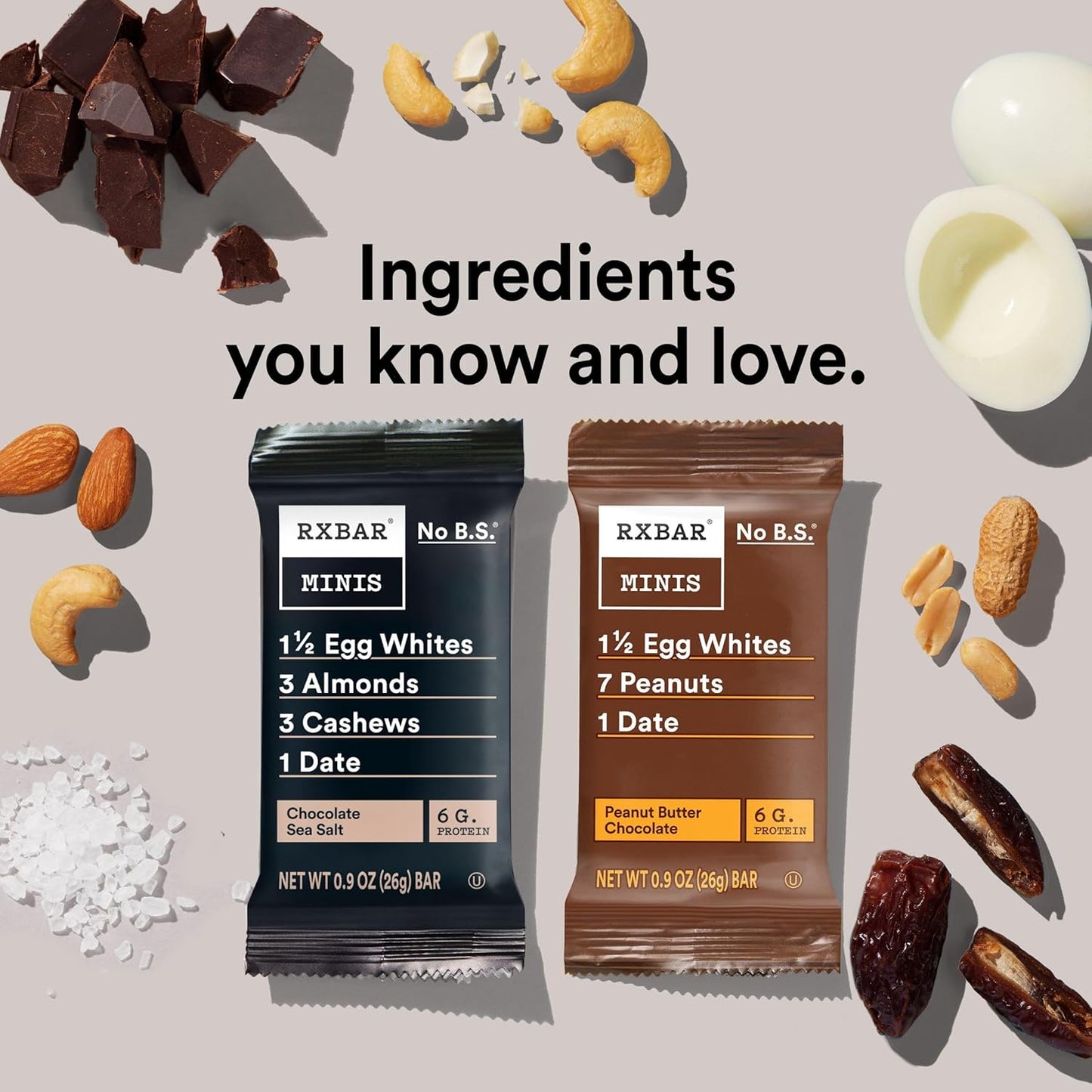 RXBAR Minis Protein Bar, Variety Pack, 2 Flavors, 7.36oz Box (8 Count)