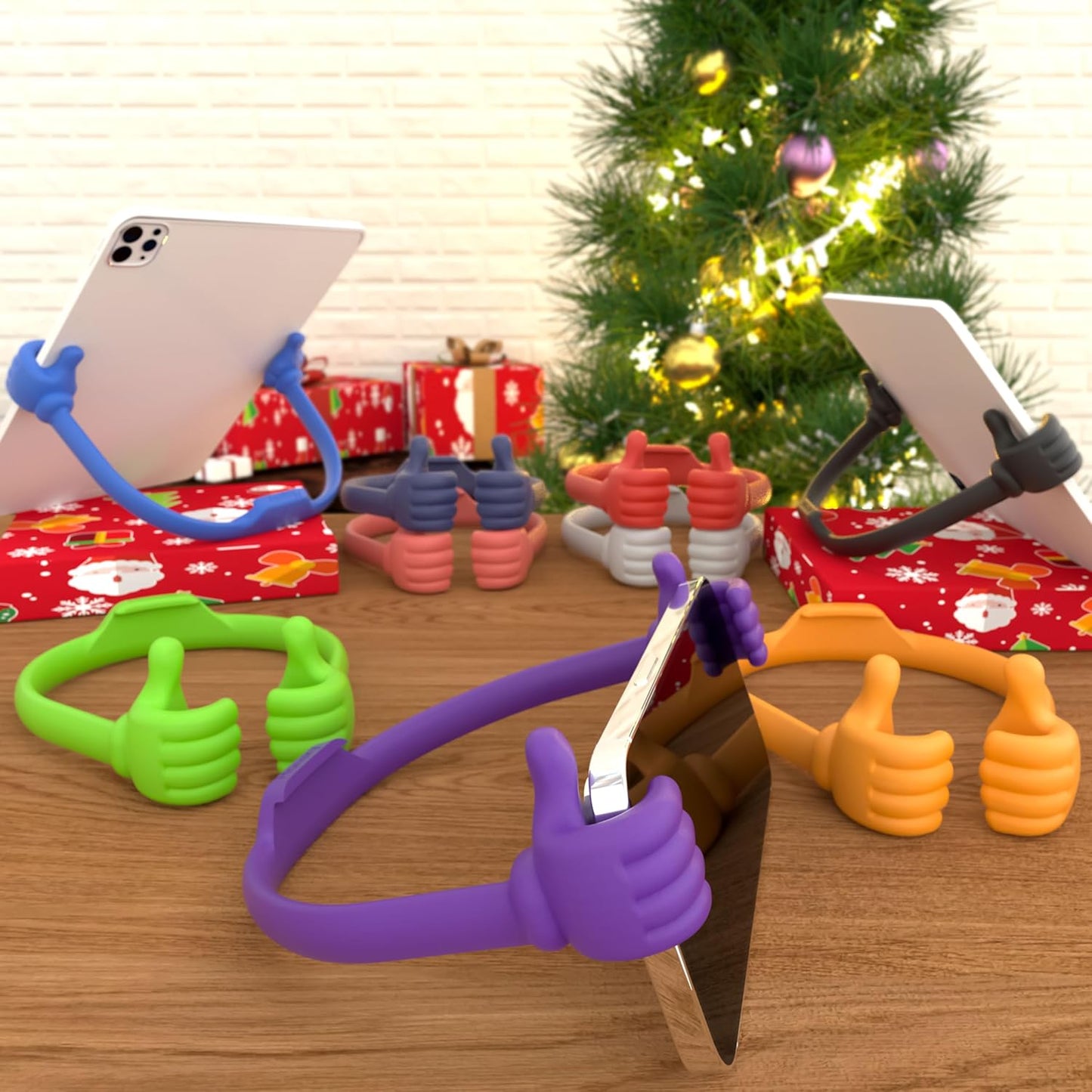 Honsky Thumbs-up Phone Stand for Tablets, Thumbs Up Lazy Phone Stand，E-Readers and Smart Phones,Stocking Stuffers for Teens- 2 Pack - Green, Purple