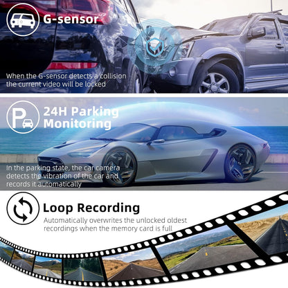 2K Dash Cam WiFi, Front and Rear Dash Camera for Cars Night Vision WDR Dashcam with 3 Inches, 170° Wide Angle, GPS Included, HD Screen Loop Recording, G-Sensor, Parking Monitor, with Free 32GB Card