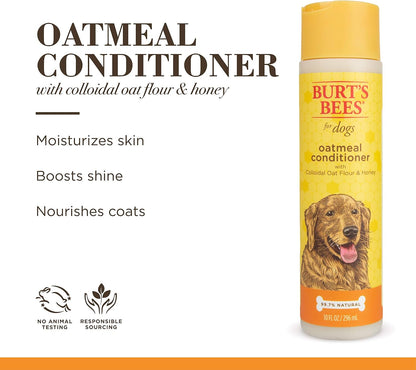 Burt's Bees for Pets Oatmeal Dog Conditioner with Colloidal Oat Flour & Honey - Soothing and Moisturizing Conditioner for Dogs with Dry Skin and Coat, Dog Grooming Supplies, 10 Fl Oz