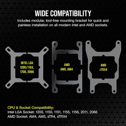 Corsair iCUE H150i Elite LCD XT Liquid CPU Cooler - IPS LCD Screen - Three AF120 RGB Elite Fans - 360mm Radiator - Fits Intel® LGA 1700, AMD® AM5, and More - Included iCUE Commander CORE - Black