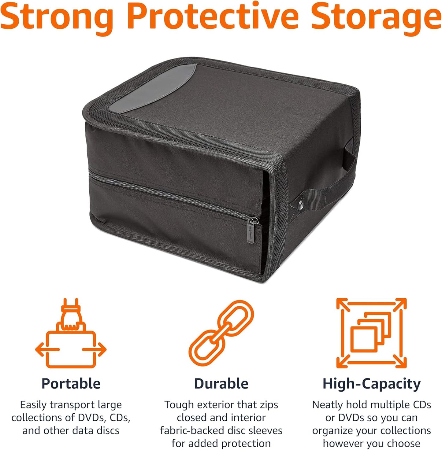 Amazon Basics Polyurethane CD/DVD Portable Storage Binder, 400-capacity, Black