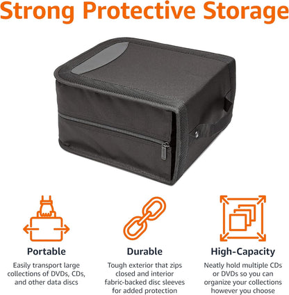Amazon Basics Polyurethane CD/DVD Portable Storage Binder, 400-capacity, Black