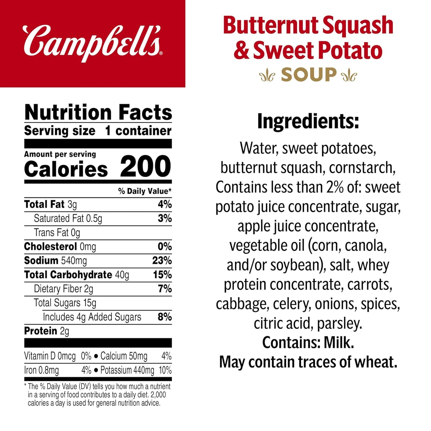 Campbell's Sipping Soup, Butternut Squash & Sweet Potato Soup, 11.1 oz Microwavable Cup